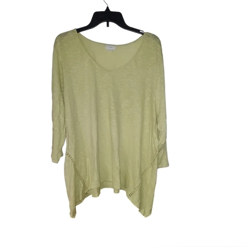 J. Jill Chartreuse Green Light with Cutout detail Sweater